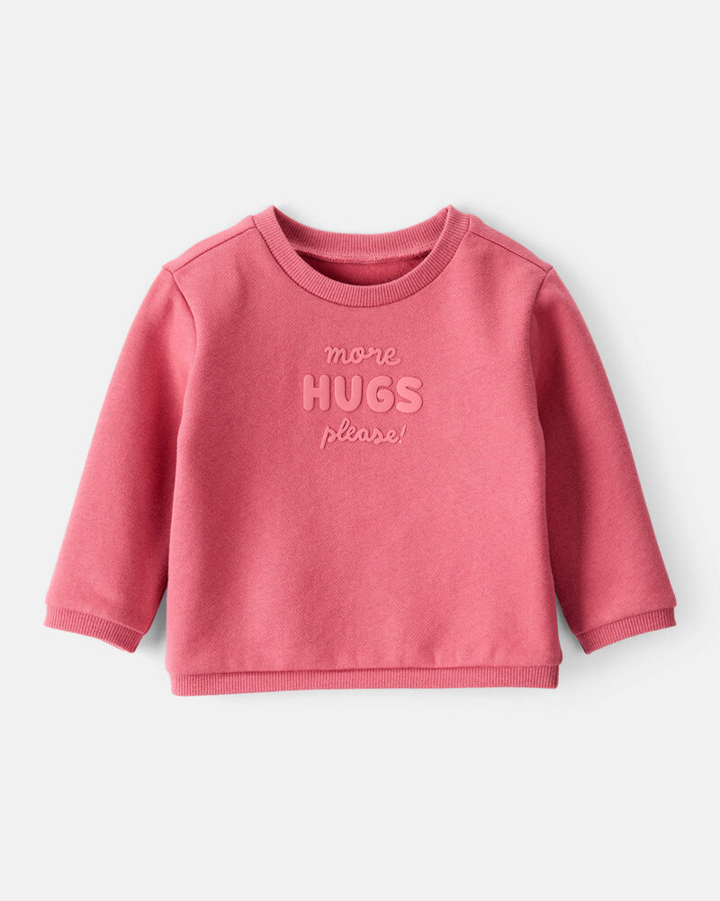 Baby Girl 2-Piece DayDream Fleece Fleece "More Hugs Please" Sweatshirt & Pants Set - Pink, image 2 of 7 slides