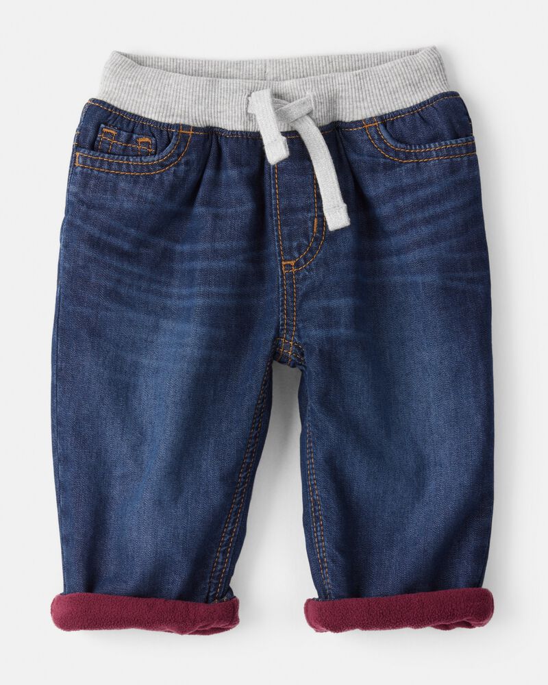 Baby Boy Lined Dark Wash Straight Jeans, image 1 of 4 slides