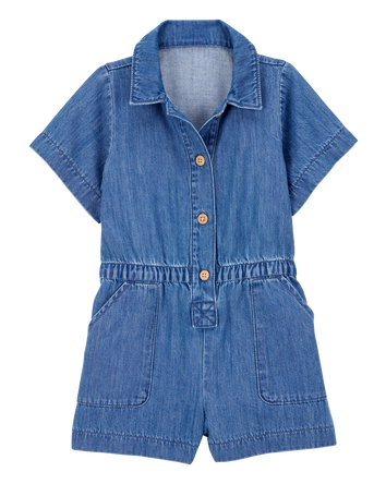 Toddler Iconic Denim Button-Down Romper - Blue, 