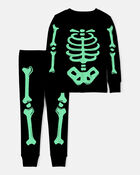 Toddler 2-Piece Glow Halloween Skeleton 100% Snug Fit Cotton Pajamas - Black, image 2 of 5 slides