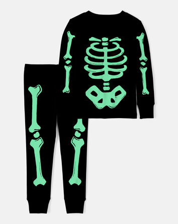 Toddler 2-Piece Glow Halloween Skeleton 100% Snug Fit Cotton Pajamas - Black, 