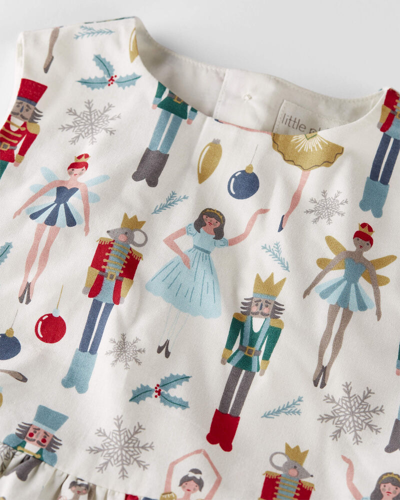 Toddler Girl Organic Cotton Dress in Nutcracker Print, image 3 of 5 slides