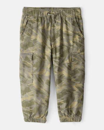 Toddler Boy Cotton Camo Fashion Cargo Pants - Green, 