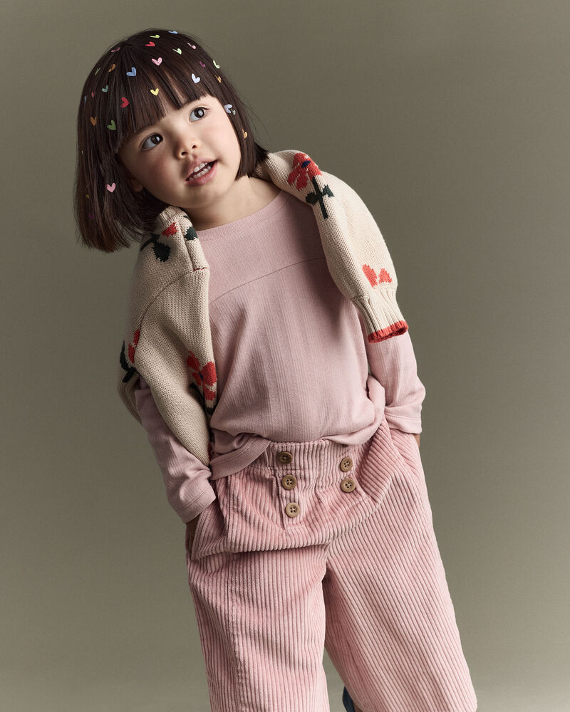 Toddler Girl Pointelle Long-Sleeve Top - Light Pink, image 3 of 6 slides