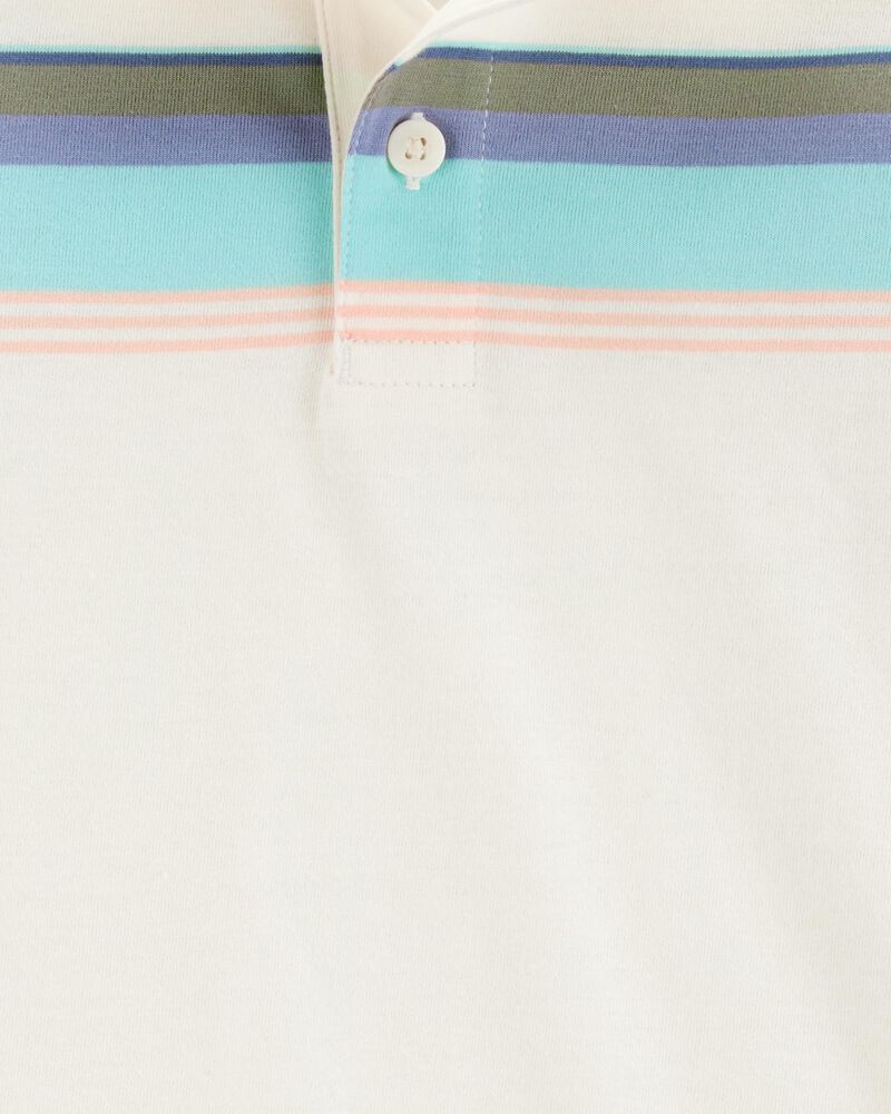 Toddler Boy Striped Short-Sleeve Polo - Cream, image 2 of 3 slides