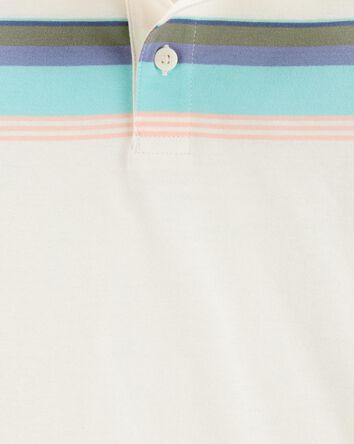 Toddler Boy Striped Short-Sleeve Polo - Cream, 