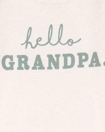Baby "Hello Grandpa" Announcement Cotton Short-Sleeve Graphic Bodysuit - Ivory, 