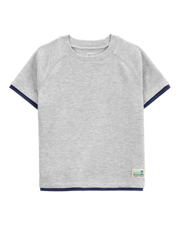 Baby Short-Sleeve Waffle Knit Tee - Grey, 