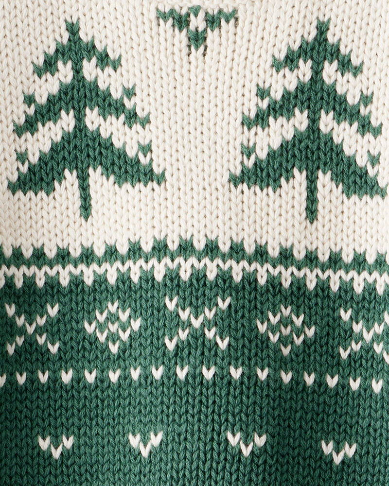 Baby Organic Cotton Evergreen Fair Isle Sweater , image 3 of 4 slides