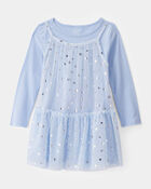 Toddler Girl Snowflake Princess Tulle Dress - Blue, image 1 of 6 slides