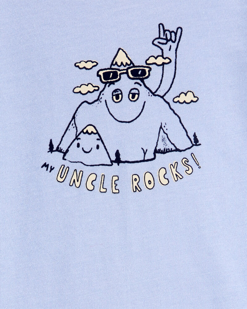 Baby "Uncle Rocks" Short-Sleeve Bodysuit - Blue, image 2 of 3 slides