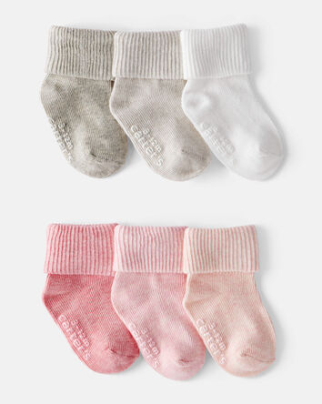 Baby Girl 6-Pack Socks - White/Pink, 