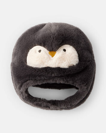 Baby Penguin Winter Trapper Hat - Black/White, 