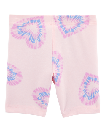 Baby Girl Heart Print Bike Shorts - Pink, 