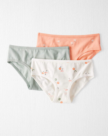Girls 3-Pack Organic Cotton Underwear, 