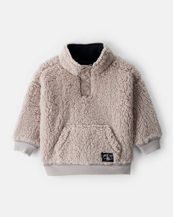 Baby Boy Sherpa Pullover Sweatshirt - Brown , 