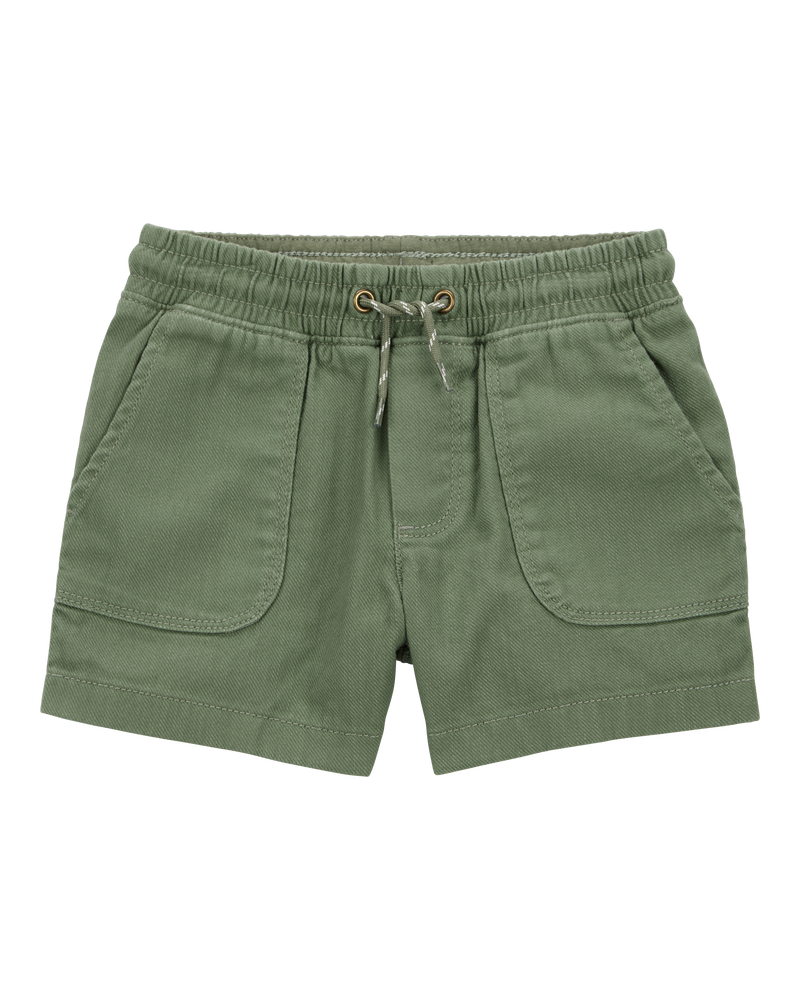 Toddler Pull-On Cotton Shorts - Olive, image 1 of 6 slides