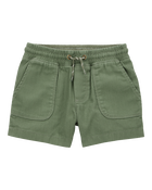 Toddler Pull-On Cotton Shorts - Olive, image 1 of 6 slides