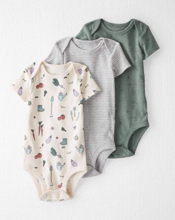 Baby 3-Pack Organic Cotton Rib Bodysuits, 