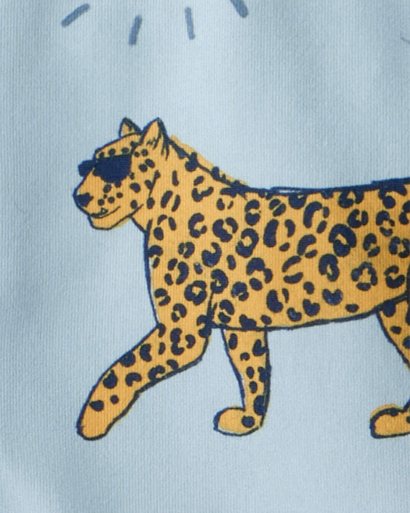 Toddler Boy 2-Piece Leopard Loose Fit Coat-Style Pajamas - Blue, image 2 of 3 slides