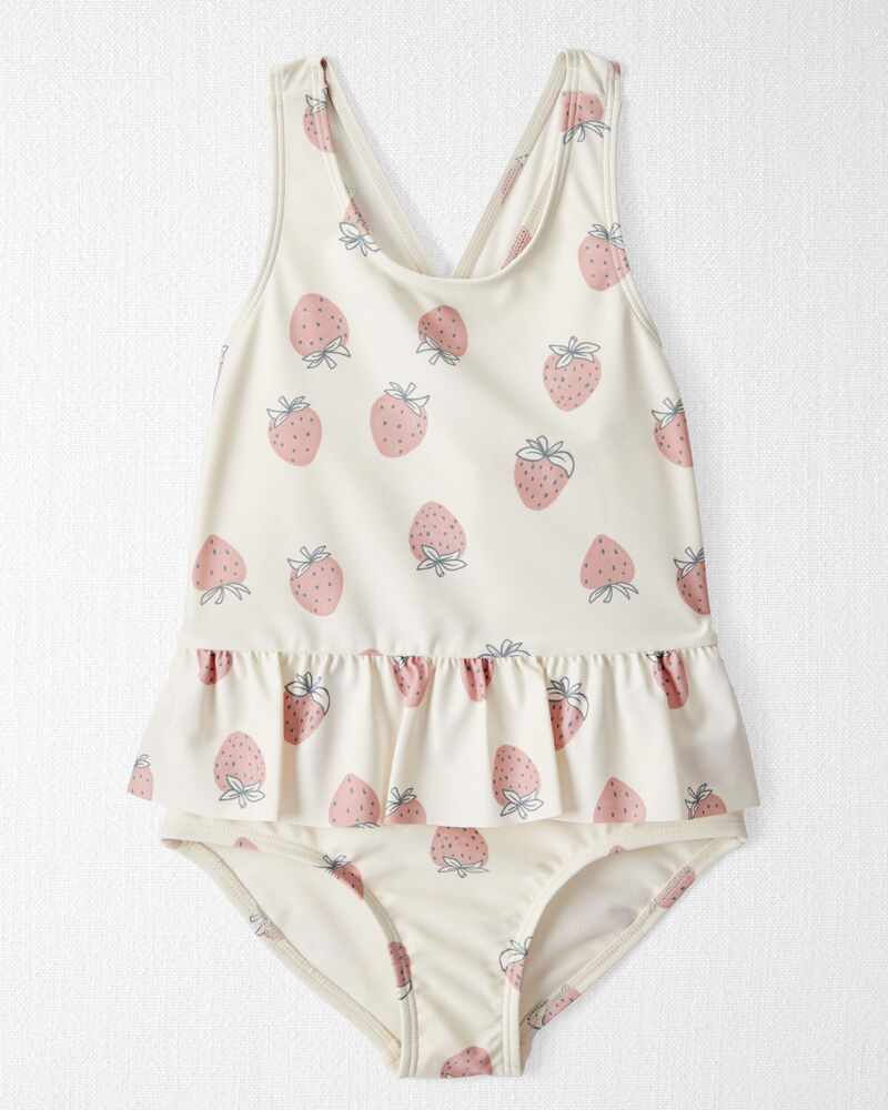 Toddler Girl Recycled Strawberry-Print Swimsuit, image 1 of 4 slides