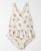 Toddler Girl Recycled Strawberry-Print Swimsuit, image 1 of 4 slides