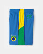 Kids Umbro Brazil Mesh Soccer Shorts - Blue/Yellow/Green, image 3 of 5 slides