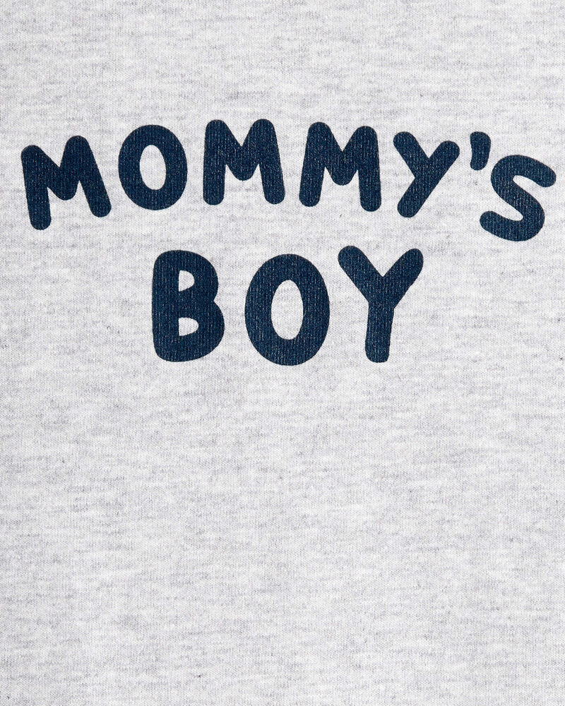 Baby Boy "Mommy's Boy" Long-Sleeve Graphic Bodysuit - Grey, image 2 of 3 slides