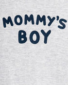 Baby Boy "Mommy's Boy" Long-Sleeve Graphic Bodysuit - Grey, image 2 of 3 slides