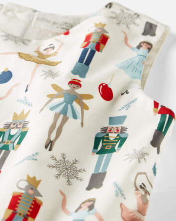 Girls Organic Cotton Dress in Nutcracker Print, 