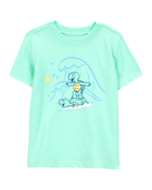 Toddler Boy Surfing Turtle Short-Sleeve Graphic Tee - Aqua, image 1 of 3 slides