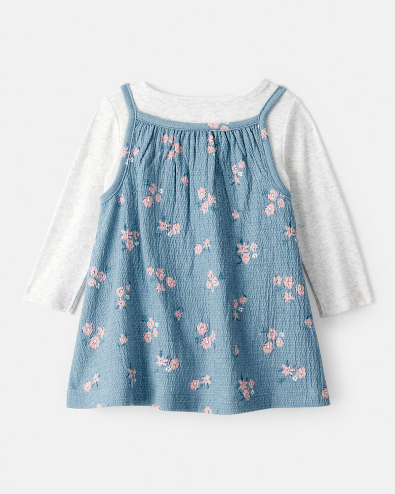 Baby Girl 2-Piece Floral Long-Sleeve Dress Set - Blue, image 2 of 6 slides