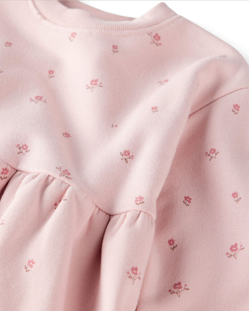 Baby Girl French Terry Dress Made with Organic Cotton in Blush Petals Print, image 4 of 6 slides