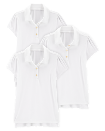 Kid 3-Pack Active Uniform Polo Shirts in Moisture Wicking BeCool&trade; Fabric - White, 