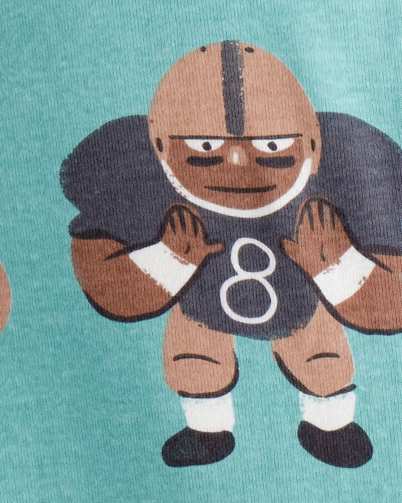 Baby Boy Football Print 100% Cotton Long-Sleeve 2-Way Zip 1-Piece Pajamas - Green, image 3 of 4 slides
