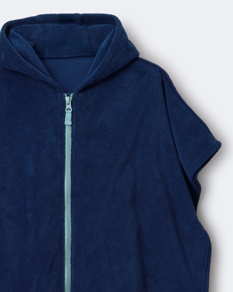 Toddler French-Terry Hooded Poncho Towel - Navy, image 5 of 5 slides
