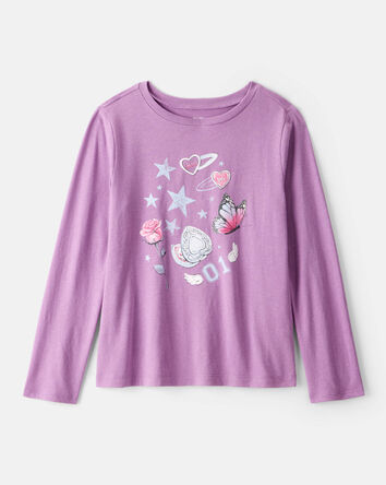 Girls Long-Sleeve Graphic Tee - Purple, 