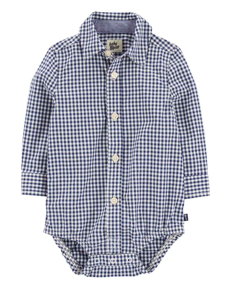 Baby Gingham Print Button-Front Bodysuit, image 2 of 4 slides