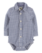 Baby Gingham Print Button-Front Bodysuit, image 2 of 4 slides
