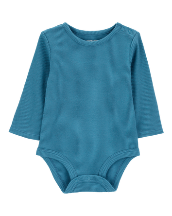 Baby Waffle Knit Long-Sleeve Bodysuit, 