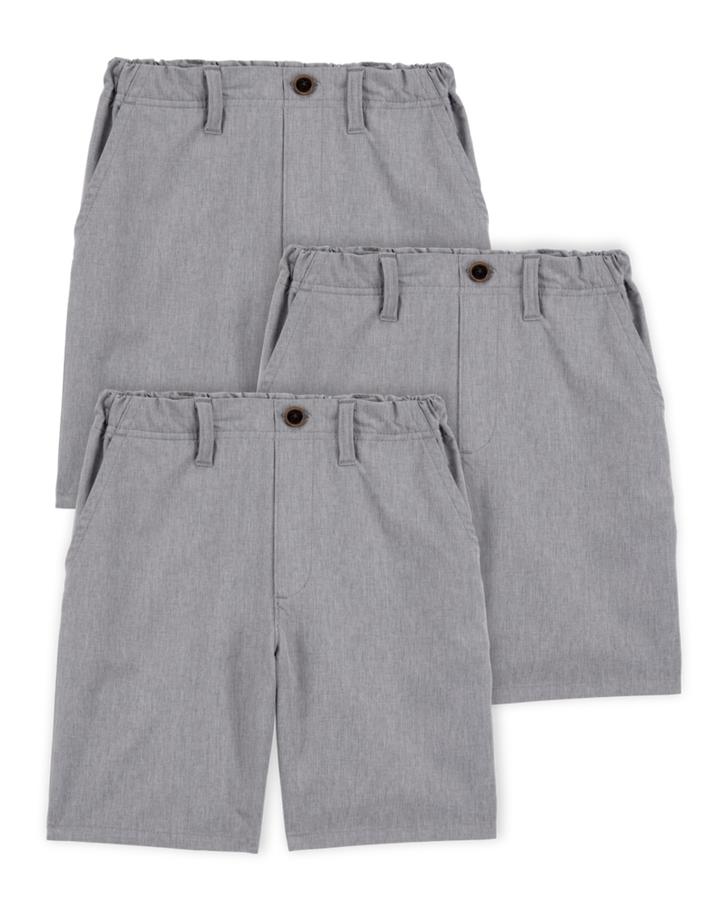 Kid 3-Pack Active Pull-On Uniform Shorts - Grey, image 1 of 4 slides