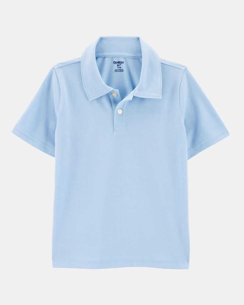 Kid 3-Pack Pique Uniform Polo Shirts - Light Blue, image 2 of 4 slides
