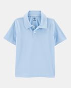 Kid 3-Pack Pique Uniform Polo Shirts - Light Blue, image 2 of 4 slides