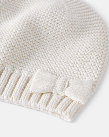 Baby Girl Knit Beanie - Cream, 