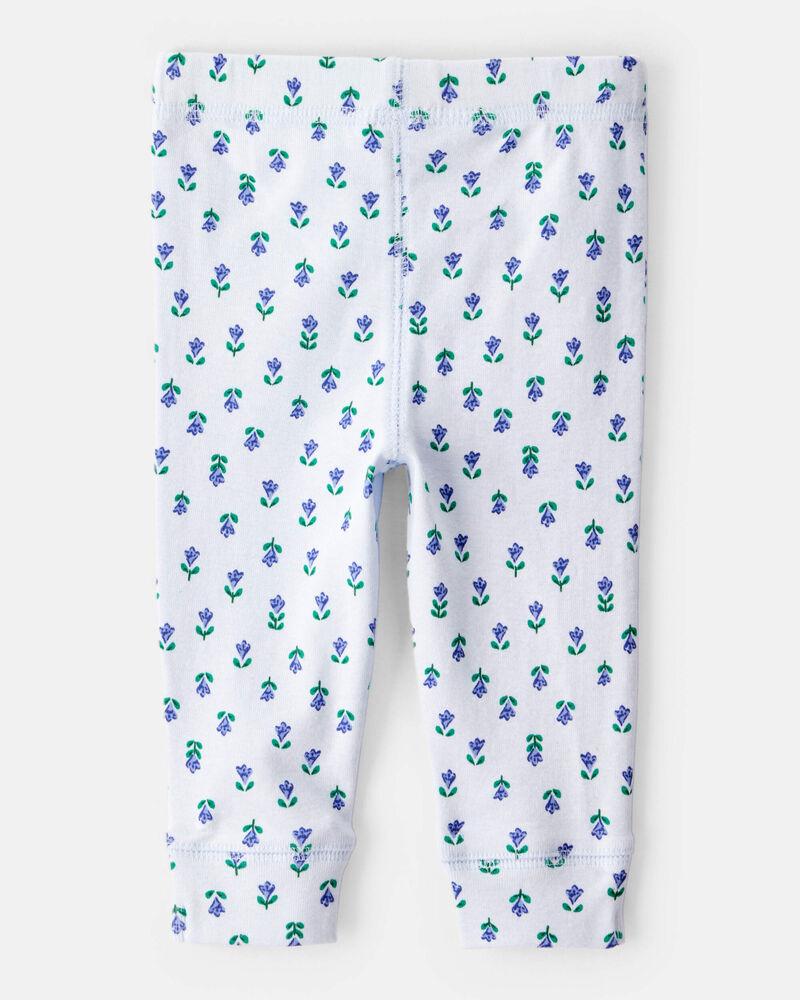 Baby 2-Pack Floral Pull-On Pants - Grey/Blue, image 3 of 6 slides