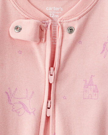 Baby Girl Fairy Star Print 100% Cotton Long-Sleeve Snug Fit 1-Piece Pajamas - Pink, 