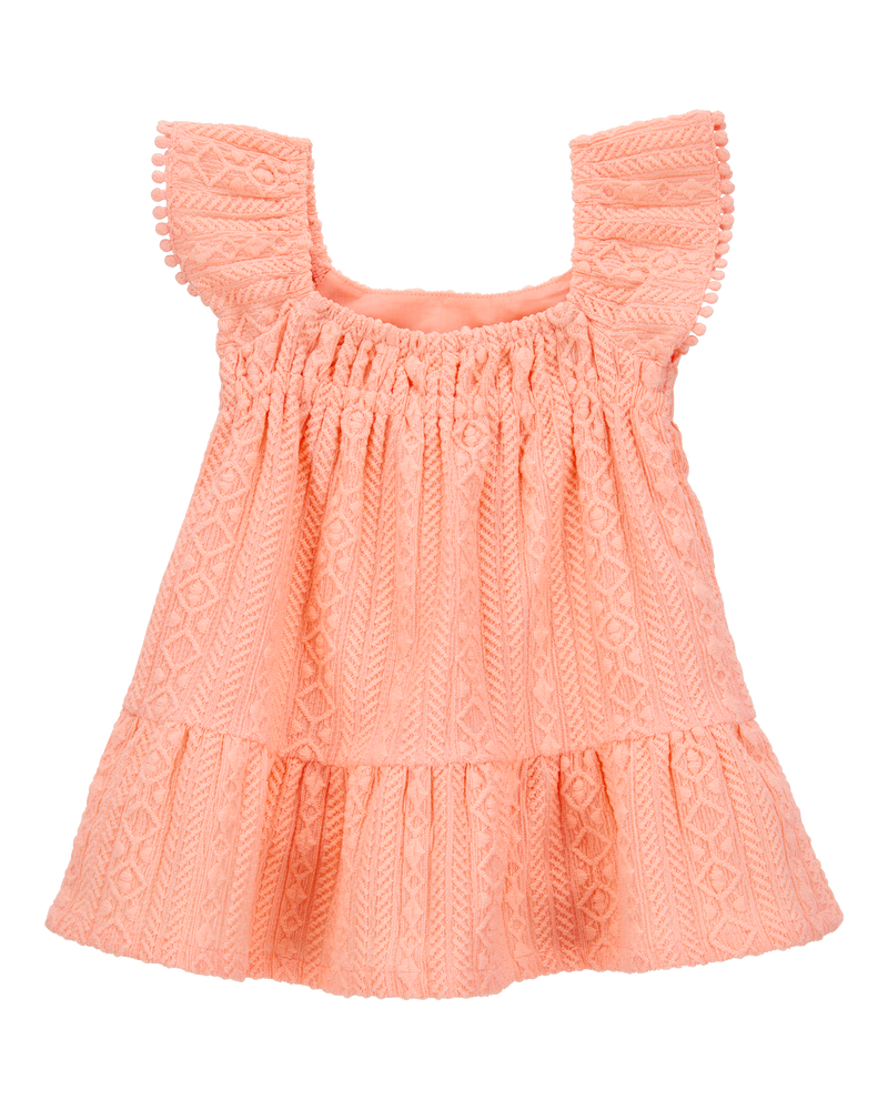 Baby Flutter Knit Textured Dress - Pink, image 2 of 6 slides