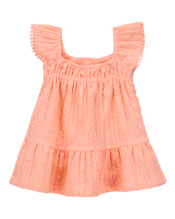 Baby Flutter Knit Textured Dress - Pink, 