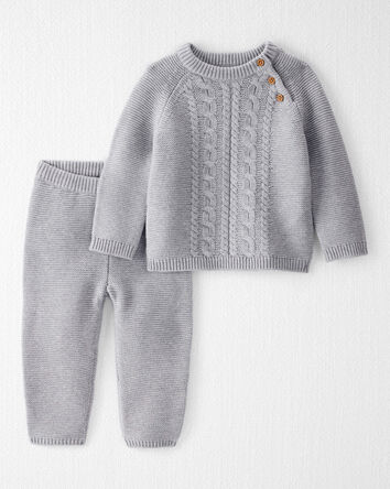 Baby 2-Piece Organic Cotton Cable Knit Sweater Set, 