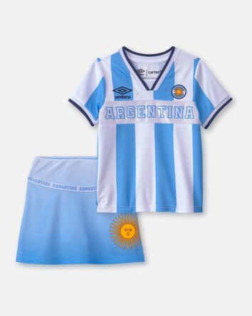 Toddler Girl 2-Piece Umbro Argentina Soccer Jersey & Skort Set - Light Blue/White, 